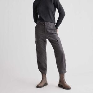 Quince Linen/Cotton Blend Cargo Style Cropped Trousers
